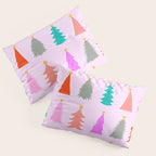 Christmas Tree Pattern on Pink Pillow Sham Gallery Image 3