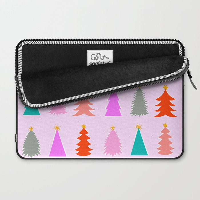 Christmas Tree Pattern on Pink Laptop Sleeve Gallery Image 2