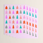 Christmas Tree Pattern on Pink Wrapping Paper Gallery Image 3
