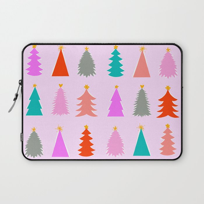 Christmas Tree Pattern on Pink Laptop Sleeve Gallery Image 1