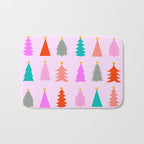 Christmas Tree Pattern on Pink Bath Mat Gallery Image 1