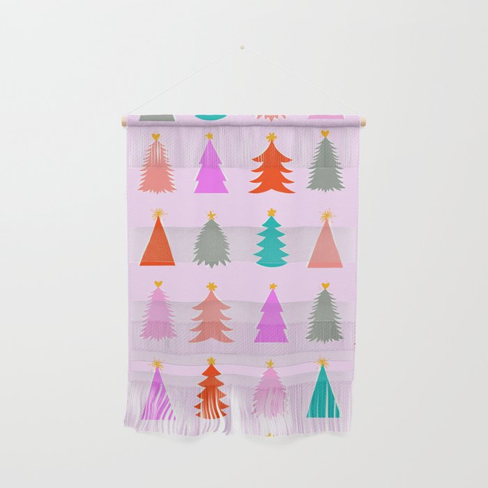 Christmas Tree Pattern on Pink Wall Hanging Gallery Image 1