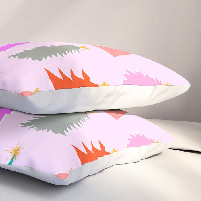 Christmas Tree Pattern on Pink Pillow Sham Gallery Image 3