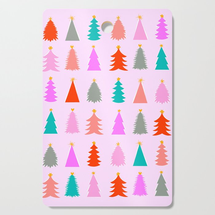 Christmas Tree Pattern on Pink Cutting Board Gallery Image 1