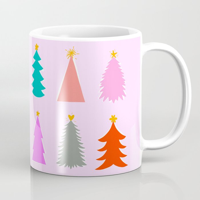 Christmas Tree Pattern on Pink Coffee Mug Gallery Image 1