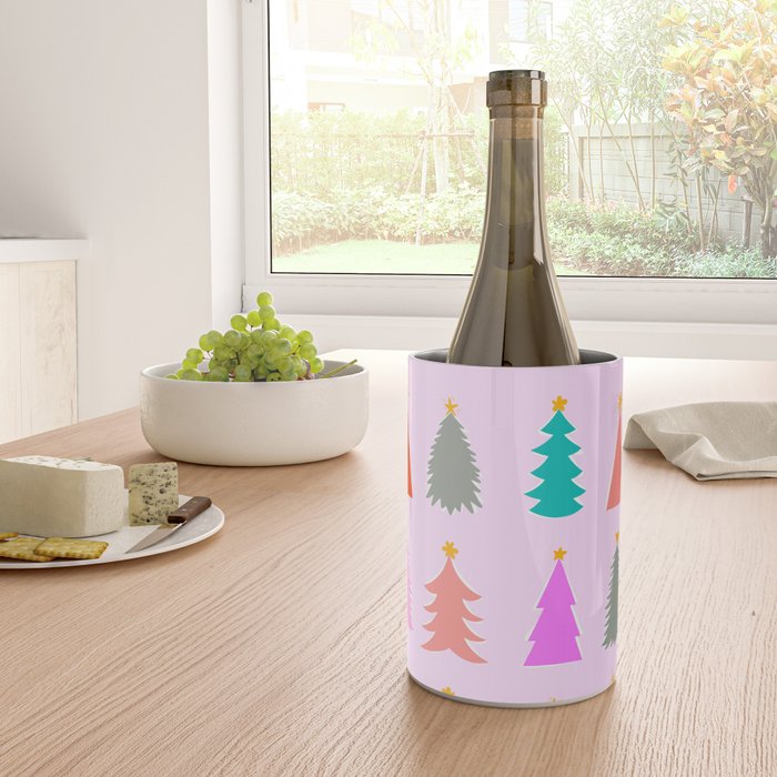 Christmas Tree Pattern on Pink Wine Chiller Gallery Image 4