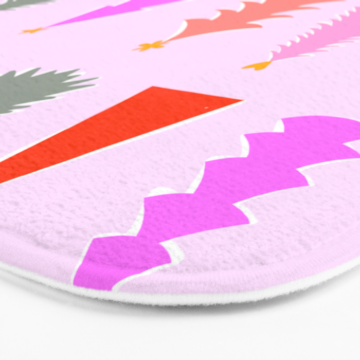 Christmas Tree Pattern on Pink Bath Mat Gallery Image 3