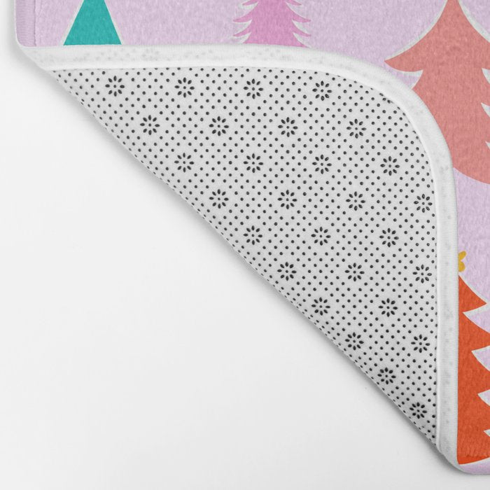 Christmas Tree Pattern on Pink Bath Mat Gallery Image 2