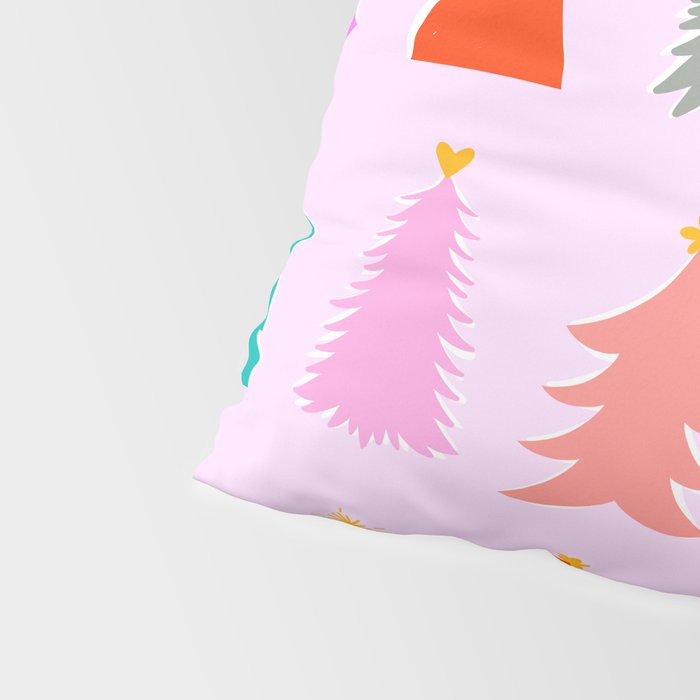 Christmas Tree Pattern on Pink Pillow Sham Gallery Image 4