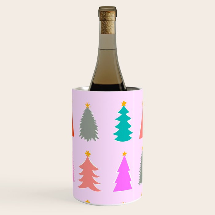 Christmas Tree Pattern on Pink Wine Chiller Gallery Image 1