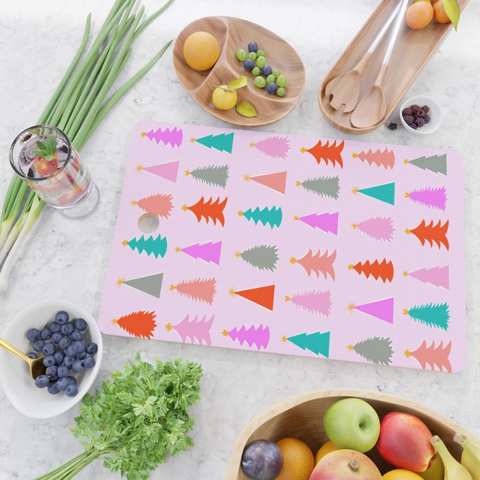 Christmas Tree Pattern on Pink Cutting Board Gallery Image 2