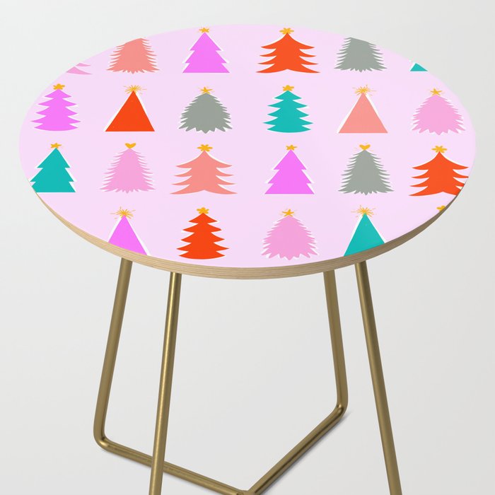 Christmas Tree Pattern on Pink Side Table Gallery Image 2