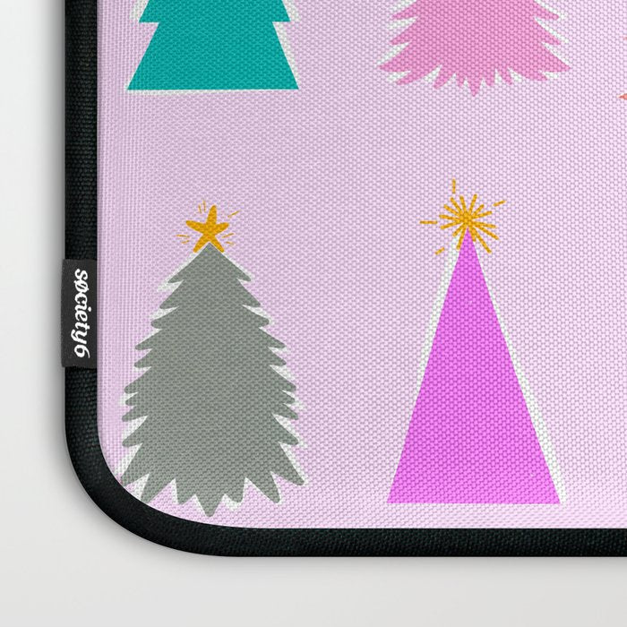 Christmas Tree Pattern on Pink Laptop Sleeve Gallery Image 3