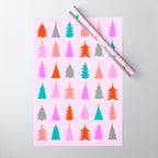 Christmas Tree Pattern on Pink Wrapping Paper Gallery Image 1