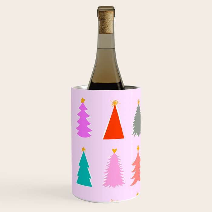 Christmas Tree Pattern on Pink Wine Chiller Gallery Image 2
