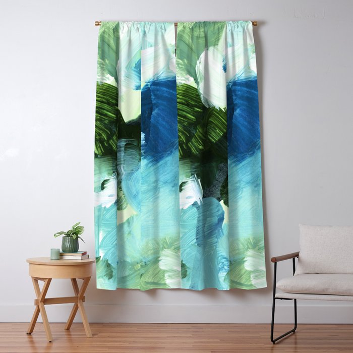 bluegreen brushstrokes Window Curtain Gallery Image 5