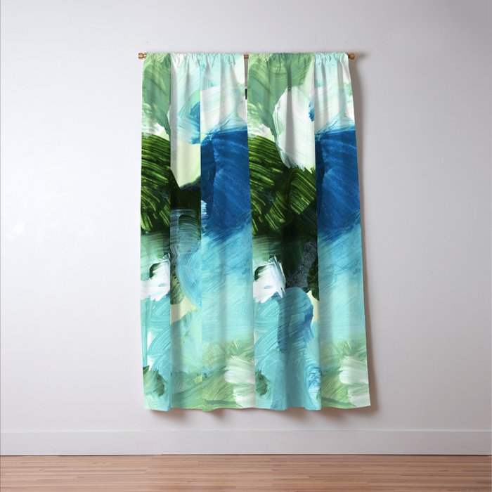 bluegreen brushstrokes Window Curtain Gallery Image 3