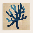 Blue Minimalist Coral Sea Ocean Coastal Art Painting Wood Wall Art Gallery Image 1