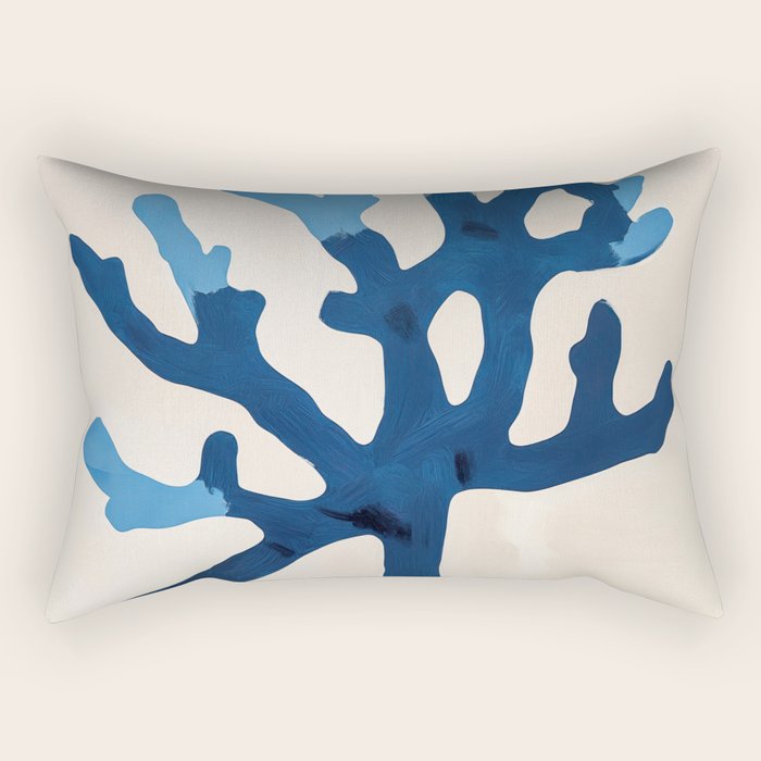 Blue Minimalist Coral Sea Ocean Coastal Art Painting Rectangular Pillow Gallery Image 2