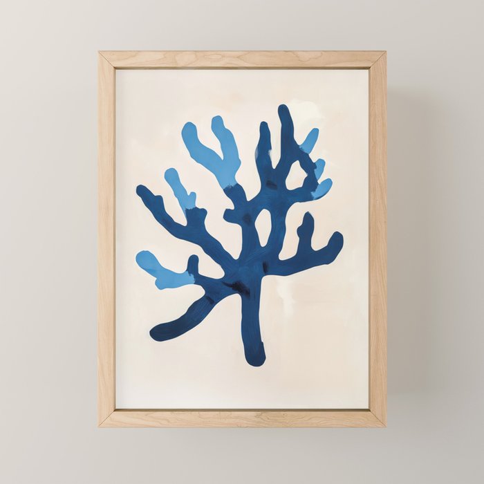 Blue Minimalist Coral Sea Ocean Coastal Art Painting Mini Art Print Gallery Image 1