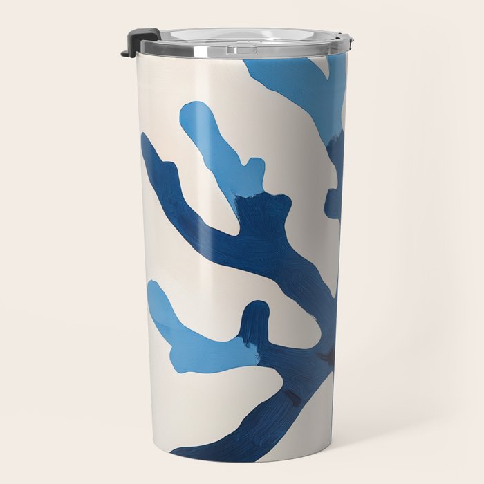 Blue Minimalist Coral Sea Ocean Coastal Art Painting Travel Mug Gallery Image 3