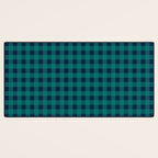 Gingham Check Pattern in Navy Blue and Teal Desk Mat Gallery Image 3