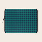 Gingham Check Pattern in Navy Blue and Teal Laptop Sleeve Gallery Image 1