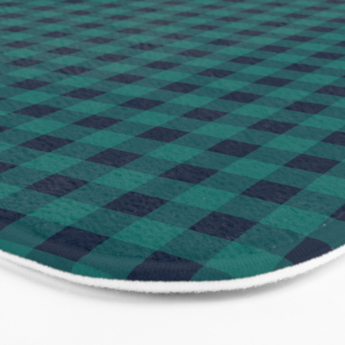 Gingham Check Pattern in Navy Blue and Teal Bath Mat Gallery Image 3