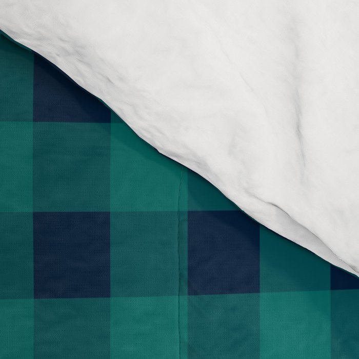 Gingham Check Pattern in Navy Blue and Teal Comforter Gallery Image 4