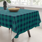 Gingham Check Pattern in Navy Blue and Teal Tablecloth Gallery Image 3