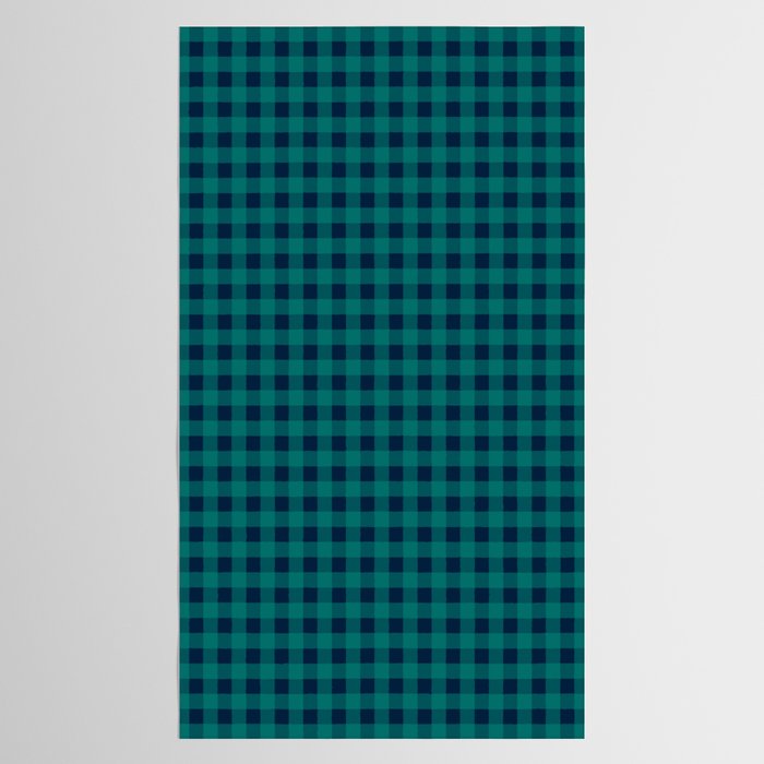 Gingham Check Pattern in Navy Blue and Teal Tablecloth Gallery Image 2