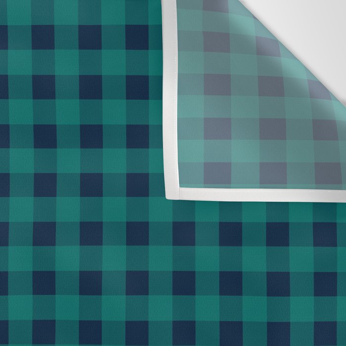 Gingham Check Pattern in Navy Blue and Teal Wall Tapestry Gallery Image 3
