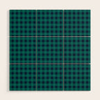 Gingham Check Pattern in Navy Blue and Teal Wood Wall Art Gallery Image 1
