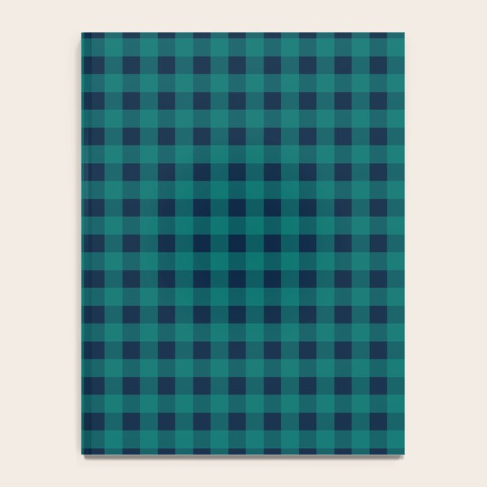 Gingham Check Pattern in Navy Blue and Teal Notebook Gallery Image 4