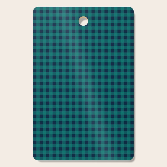 Gingham Check Pattern in Navy Blue and Teal Cutting Board Gallery Image 1