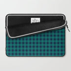 Gingham Check Pattern in Navy Blue and Teal Laptop Sleeve Gallery Image 2