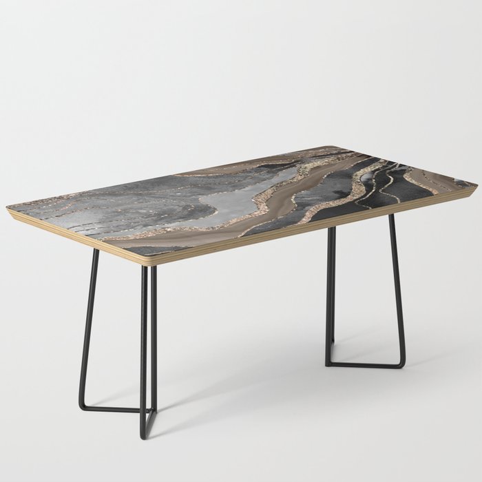 Black Brown Marble Agate Gold Glitter Glam #1 (Faux Glitter) #decor #art #society6 Coffee Table Gallery Image 1