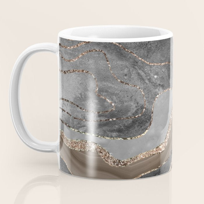 Black Brown Marble Agate Gold Glitter Glam #1 (Faux Glitter) #decor #art #society6 Coffee Mug Gallery Image 3
