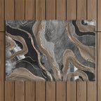 Black Brown Marble Agate Gold Glitter Glam #1 (Faux Glitter) #decor #art #society6 Outdoor Rug Gallery Image 1