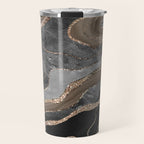 Black Brown Marble Agate Gold Glitter Glam #1 (Faux Glitter) #decor #art #society6 Travel Mug Gallery Image 1