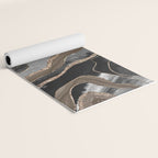 Black Brown Marble Agate Gold Glitter Glam #1 (Faux Glitter) #decor #art #society6 Yoga Mat Gallery Image 2