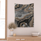 Black Brown Marble Agate Gold Glitter Glam #1 (Faux Glitter) #decor #art #society6 Wall Tapestry Gallery Image 2