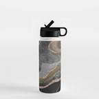 Black Brown Marble Agate Gold Glitter Glam #1 (Faux Glitter) #decor #art #society6 Water Bottle Gallery Image 1