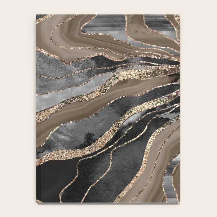 Black Brown Marble Agate Gold Glitter Glam #1 (Faux Glitter) #decor #art #society6 Notebook Gallery Image 4