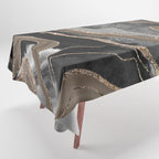 Black Brown Marble Agate Gold Glitter Glam #1 (Faux Glitter) #decor #art #society6 Tablecloth Gallery Image 1