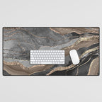 Black Brown Marble Agate Gold Glitter Glam #1 (Faux Glitter) #decor #art #society6 Desk Mat Gallery Image 1