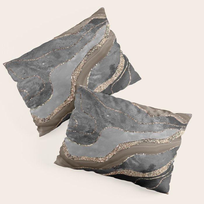 Black Brown Marble Agate Gold Glitter Glam #1 (Faux Glitter) #decor #art #society6 Pillow Sham Gallery Image 3