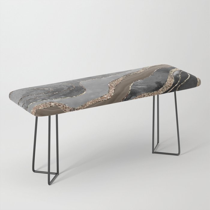 Black Brown Marble Agate Gold Glitter Glam #1 (Faux Glitter) #decor #art #society6 Bench Gallery Image 1