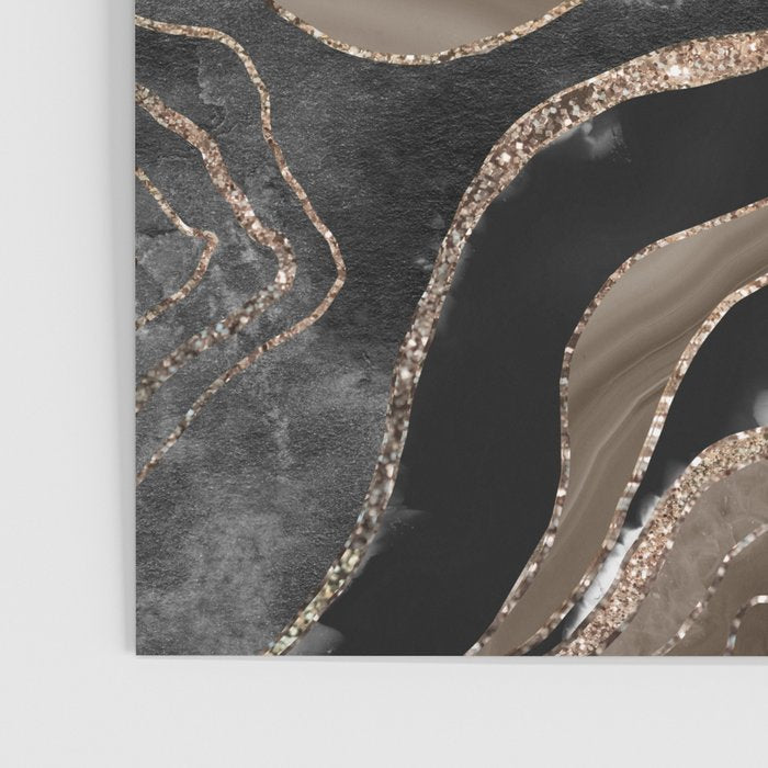 Black Brown Marble Agate Gold Glitter Glam #1 (Faux Glitter) #decor #art #society6 Poster Gallery Image 3
