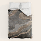 Black Brown Marble Agate Gold Glitter Glam #1 (Faux Glitter) #decor #art #society6 Duvet Cover Gallery Image 6